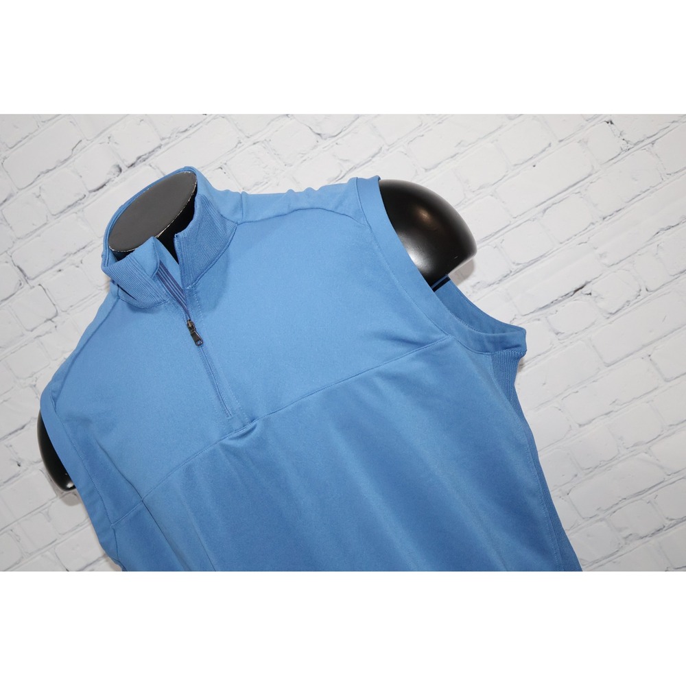 Adidas Golf Vest Mens Large Blue 1/4 Zip Sleeveless Pullover Performance Poly
